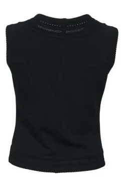 Black viscose-blend jersey scoop neck tank top