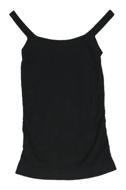 Black viscose-blend jersey knit racerback tank top with medusa plaque