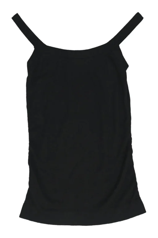 Black viscose-blend jersey knit racerback tank top with medusa plaque