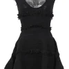 Black viscose-blend Like Laughter fringe bouclé knit scoop neck cap sleeve skater dress