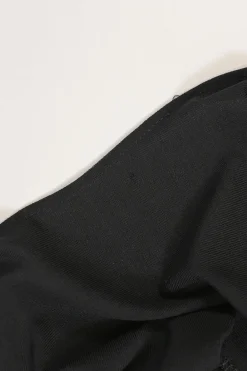 Black viscose-blend mixed-media cap sleeve corset top