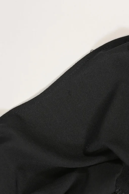 Black viscose-blend mixed-media cap sleeve corset top