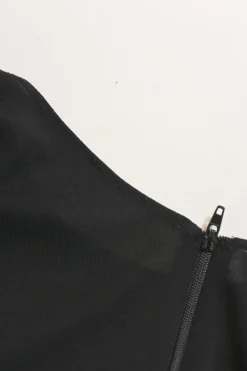 Black viscose-blend mixed-media cap sleeve corset top