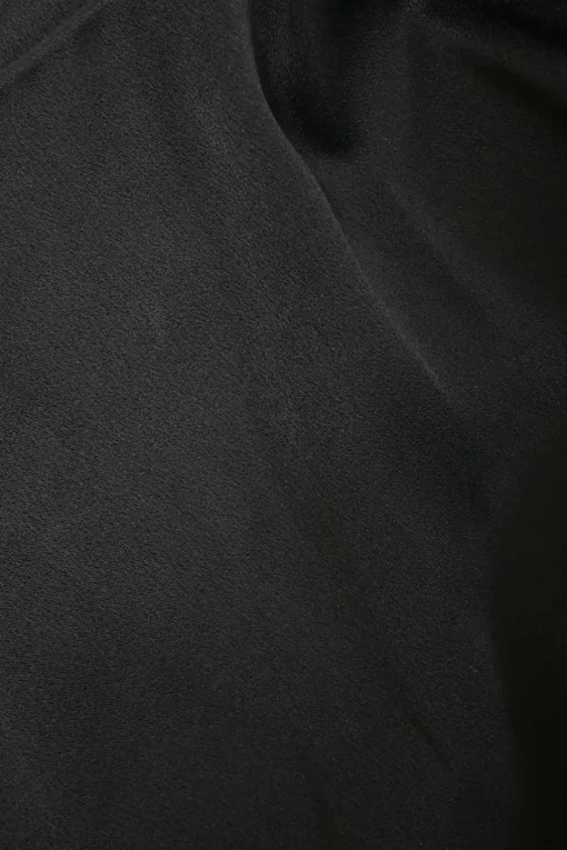 Black viscose-blend one-shoulder ruffle blouse