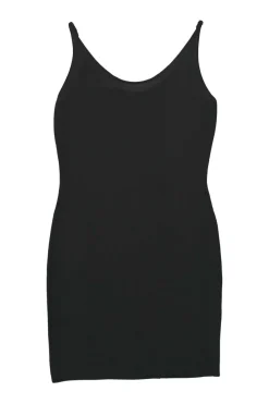 Black viscose-blend second-skin seamless knit slip