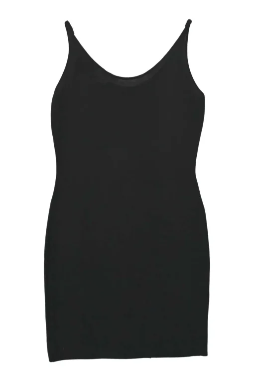 Black viscose-blend second-skin seamless knit slip
