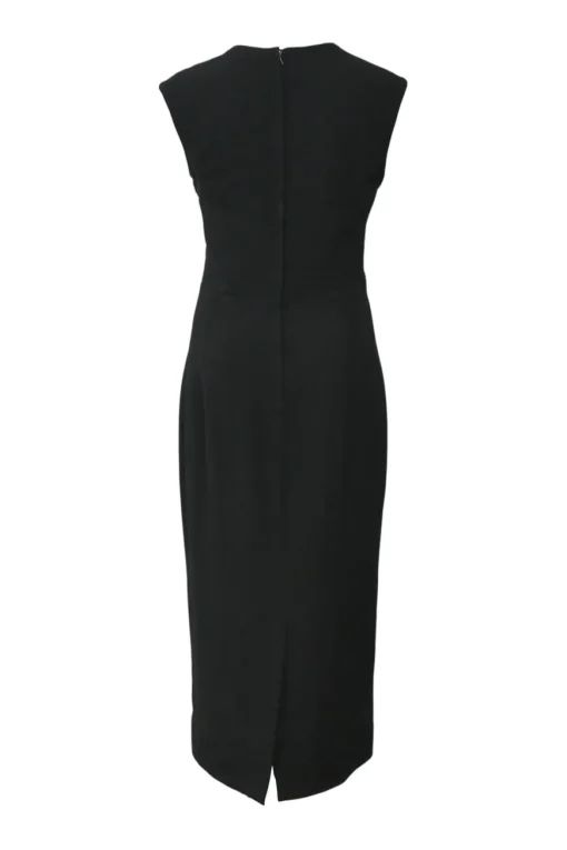 Black viscose-blend square-neck sheath dress