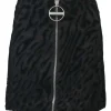 Black viscose-blend zebra burnout velvet and lace zip-front mini skirt