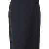 Black wool and silk-blend high-waisted pencil skirt