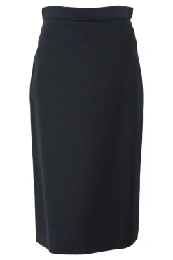 Black wool and silk-blend high-waisted pencil skirt