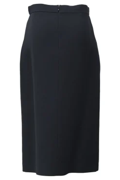 Black wool and silk-blend high-waisted pencil skirt