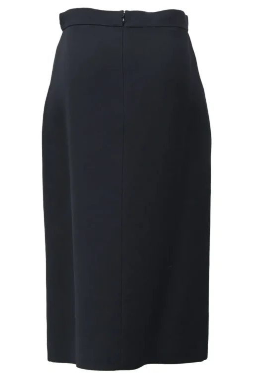 Black wool and silk-blend high-waisted pencil skirt