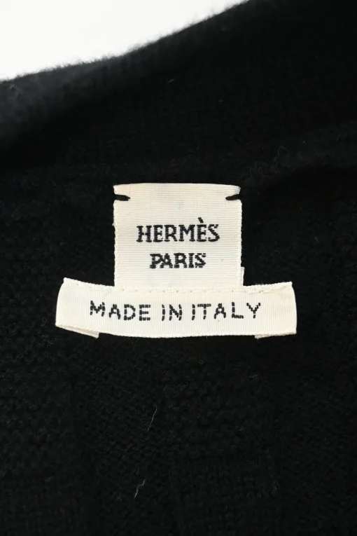 Black wool flat rib button-front cardigan