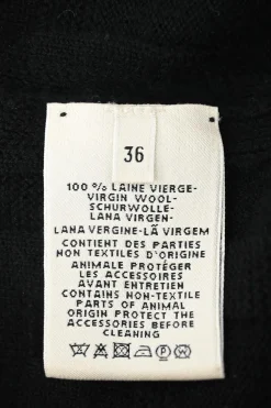 Black wool flat rib button-front cardigan