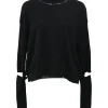 Black wool floating turtleneck sweater with detachable Dickey collar and sleeves
