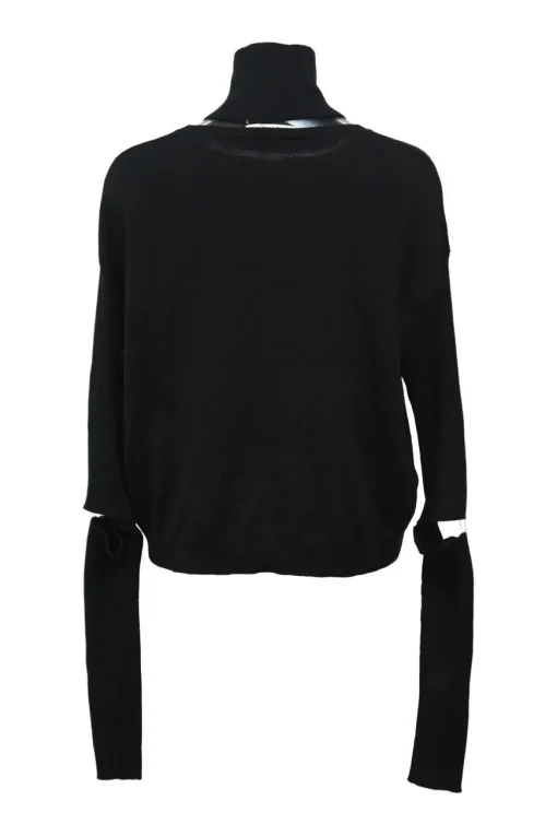 Black wool floating turtleneck sweater with detachable Dickey collar and sleeves