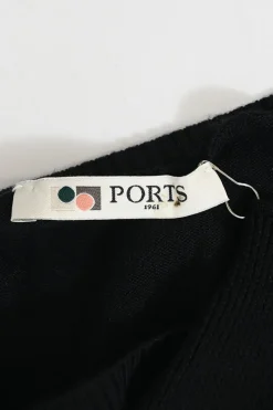 Black wool floating turtleneck sweater with detachable Dickey collar and sleeves