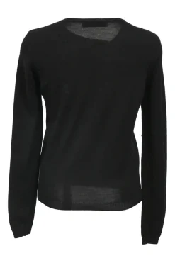 Black wool jersey knit wrap-front zip cardigan