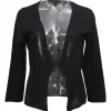 Black wool knit chain cardigan
