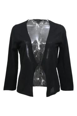 Black wool knit chain cardigan