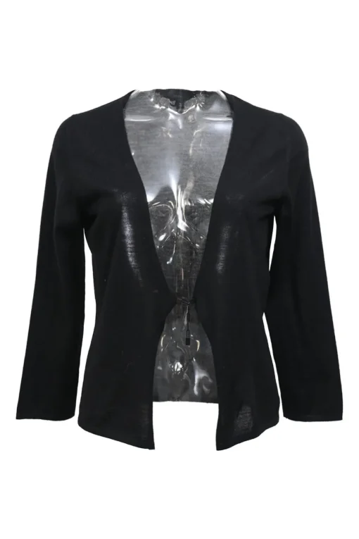 Black wool knit chain cardigan
