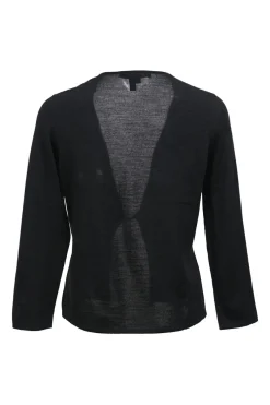 Black wool knit chain cardigan