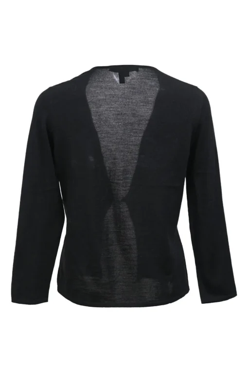 Black wool knit chain cardigan