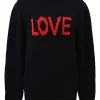 Black wool 'LOVE' intarsia knit crewneck pullover sweater