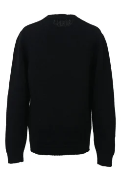 Black wool 'LOVE' intarsia knit crewneck pullover sweater