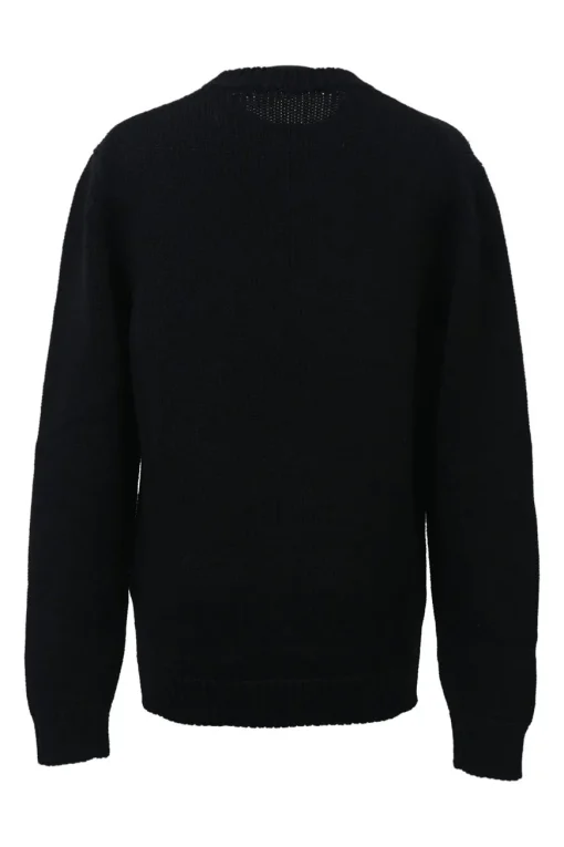 Black wool 'LOVE' intarsia knit crewneck pullover sweater