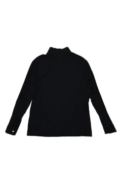 Black wool point collar button-front shirt