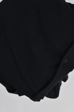 Black wool point collar button-front shirt