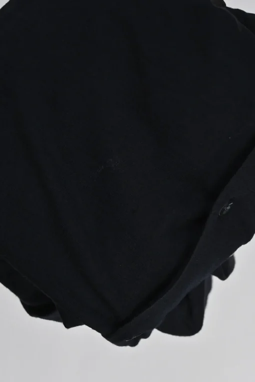 Black wool point collar button-front shirt