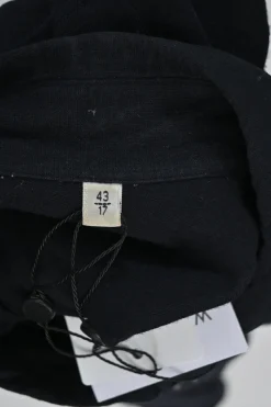 Black wool point collar button-front shirt