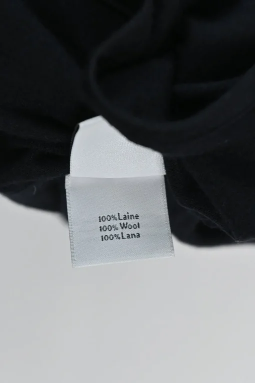 Black wool point collar button-front shirt
