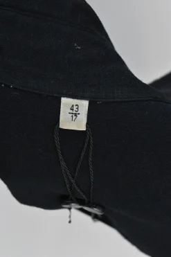 Black wool point collar button-front shirt
