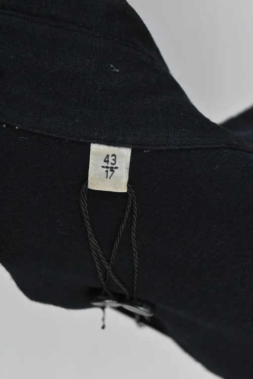 Black wool point collar button-front shirt