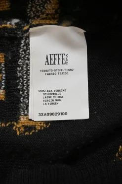 Black wool teddy bear intarsia knit crewneck pullover sweater