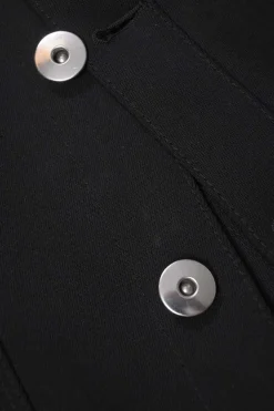 Black wool-blend dagger collar button-front shirt