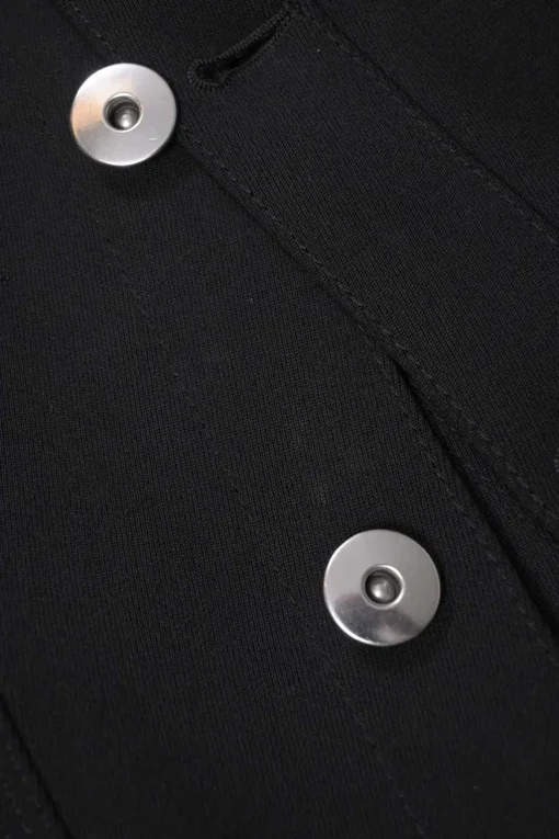 Black wool-blend dagger collar button-front shirt