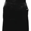 Black wool-blend pull-on empire-waist knee-length skirt