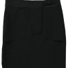 Black wool-blend pull-tab belt pencil skirt with hip patch pockets