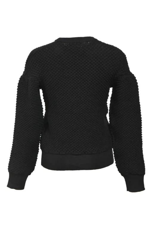Black wool-blend python 3D knit crewneck pullover sweater
