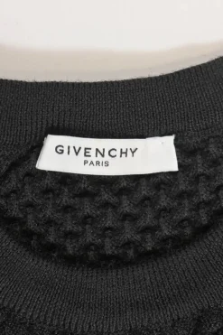Black wool-blend python 3D knit crewneck pullover sweater