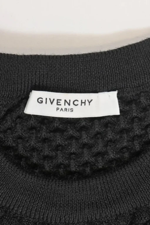 Black wool-blend python 3D knit crewneck pullover sweater