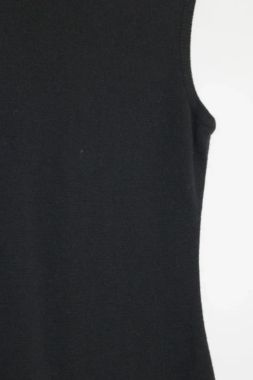Black wool-blend rib pullover sleeveless turtleneck dress