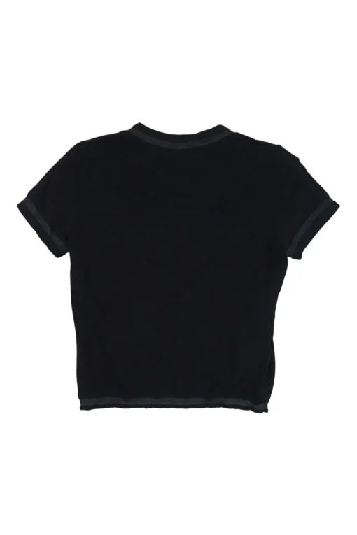 Black wool-blend short sleeve pullover knit top