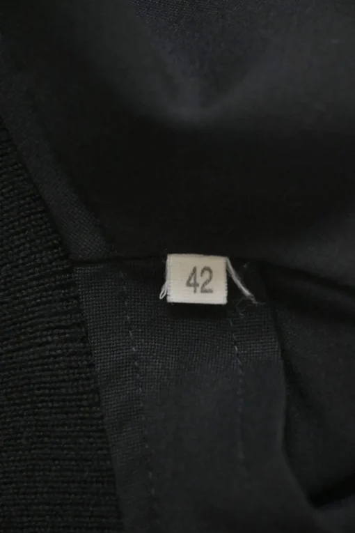 Black wool-blend spread collar button-front blouse