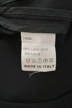 Black wool-blend spread collar button-front blouse
