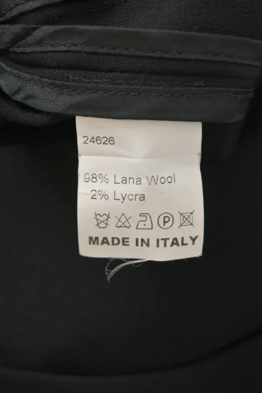 Black wool-blend spread collar button-front blouse